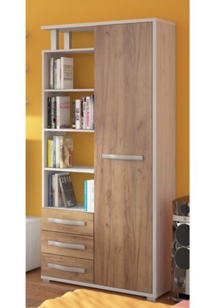 Skříň LEHUA 1D3S v craft bílém a zlatém provedení