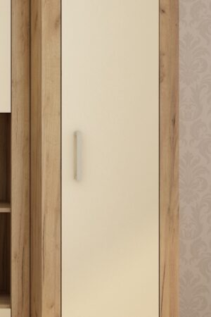 Úzká skříň WUBIN v craft zlatém a krémovém provedení