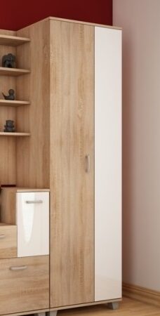 Skříň NALISE v dub sonoma světlém a bílém lesku