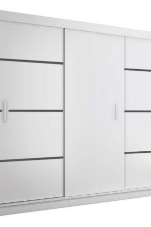 Skříň RINAME 250 s posuvnými dveřmi, bílá a černá.