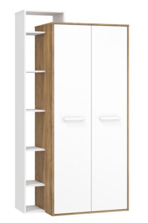 Skříň DORINDA 2D levá, dub burgundský a bílá
