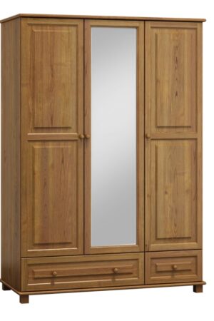 Šatní skříň BHAGIRA 5 z masivní borovice s zrcadlem
