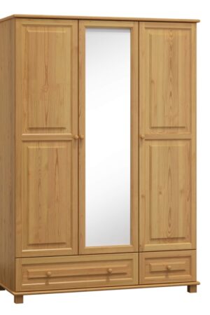 Šatní skříň 3D BHAGIRA 5 z masivní borovice s zrcadlem
