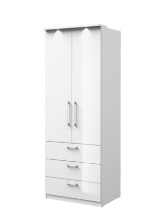 Bílá kombinovaná šatní skříň ARISTATA s 3 zásuvkami