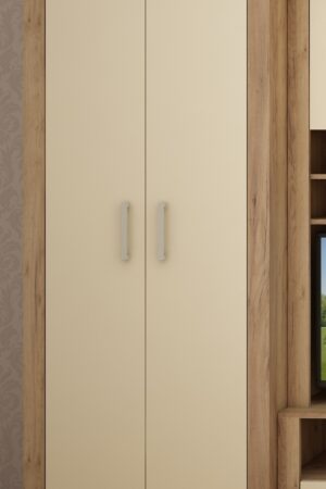 Dvoudveřová skříň WUBIN v craft zlatém a krémovém provedení