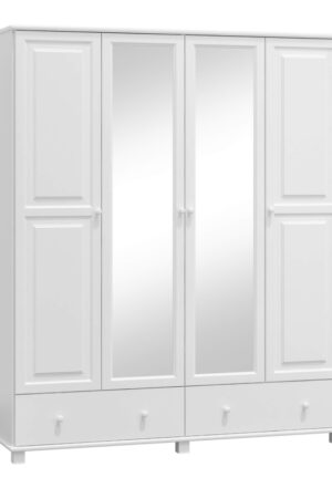 Skříň 4D BHAGIRA 3 z masivní borovice, bílá