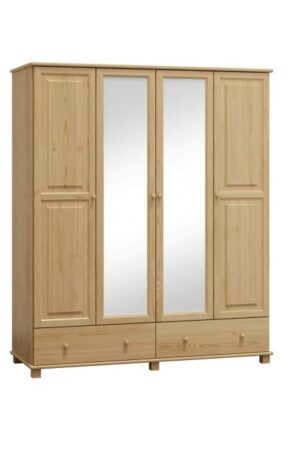 Kombinovaná šatní skříň 4D BHAGIRA 3 s zrcadlem a masivu borovice