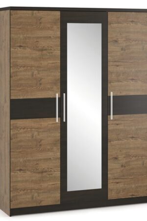 Šatní skříň NODULOSA v dubové barvě s zrcadlem