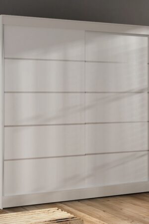 Bílá šatní skříň HEMIS IV s hliníkovými kolejnicemi