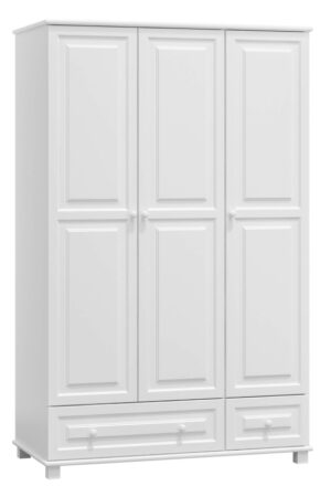 Bílá šatní skříň 3D BHAGIRA 1 z masivu borovice