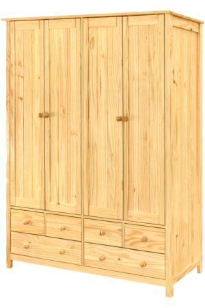 Skříň HAMISI z masivního borovicového dřeva se 4 dveřmi