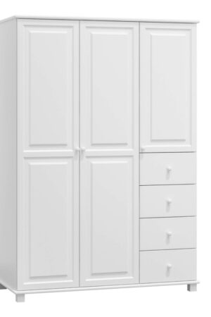 Šatní skříň BHAGIRA 4 z borovice, bílá, 120 cm
