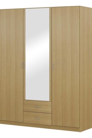 Skříň BUANG 3D2S, buk, s zrcadlovými dveřmi
