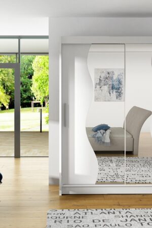 Šatní skříň TABARI S bílý mat se zrcadlem