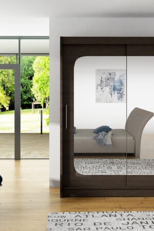 Šatní skříň TABARI XII v barvě choco se zrcadlem