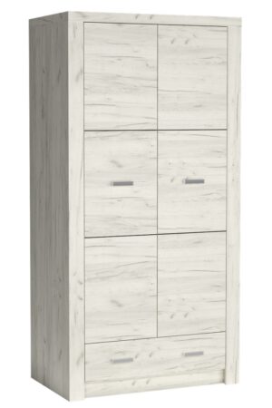 Šatní skříň SWED 2D1S v jasan bílém provedení