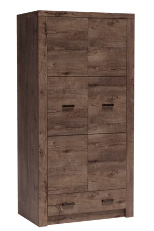 Šatní skříň SWED 2D1S, jasan tmavý, 2 dveře, 1 zásuvka