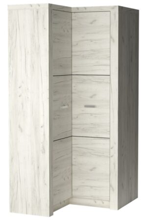 Rohová šatní skříň SWED S14 v jasan bílém