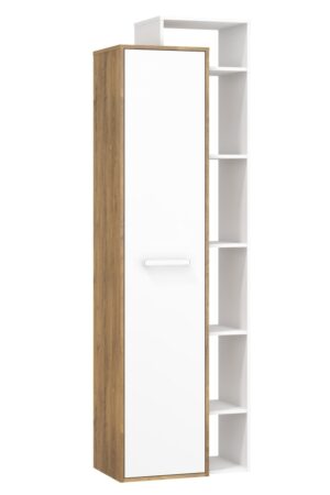 Policová skříň DORINDA pravá, dub burgundský/bílá