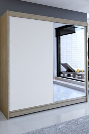 Šatní skříň se zrcadlem NUDICAULIS I v dub sonoma/bílé barvě