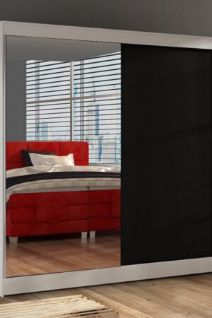 Šatní skříň se zrcadlem HEMIS I v bílém a černém provedení