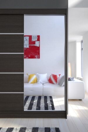 Šatní skříň SVEZIA III čokoládová se zrcadlem