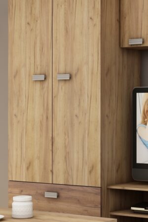 Šatní skříň KEATING v barvě craft zlatý a tobaco