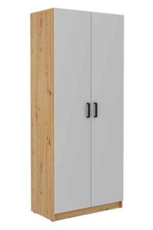 Policová skříň AGEPSTA 2D v dubu artisan a světle šedé