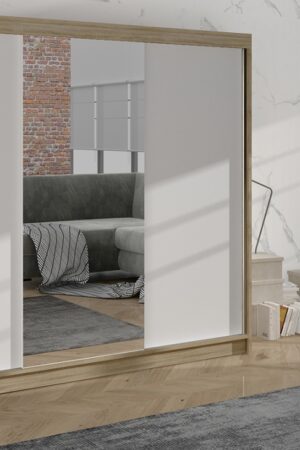 Šatní skříň HARDY I se zrcadlem v dub sonoma/bílá