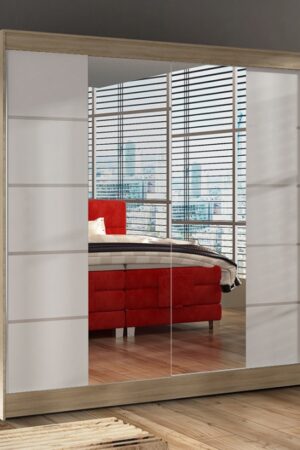 Šatní skříň se zrcadlem HEMIS V v dub sonoma/bílé barvě