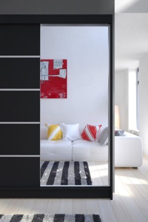 Šatní skříň SVEZIA III černá se zrcadlem