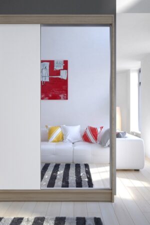 Šatní skříň SVEZIA I se zrcadlem v dub sonoma/bílé barvě