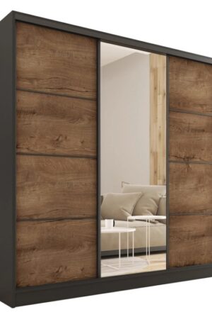 Šatní skříň HARAZIA 180 s posuvnými dveřmi a zrcadlem