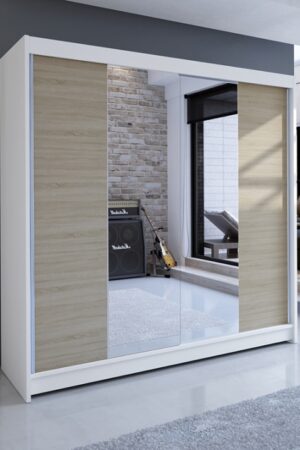 Šatní skříň NUDICAULIS II s bílou a dub sonoma barvou