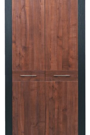 Skříň EGIDIO 2D v ořech/wenge s šatní tyčí a policí