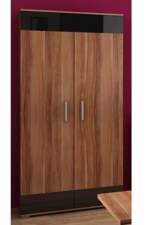 Šatní skříň DAMARA, švestka/černý lesk