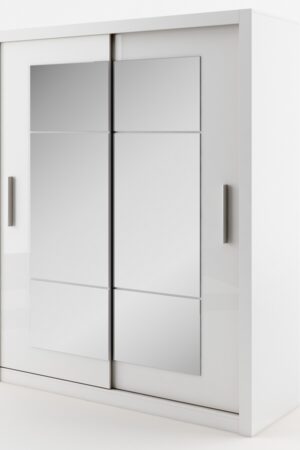 Šatní skříň BREIZ se zrcadlem v bílé barvě