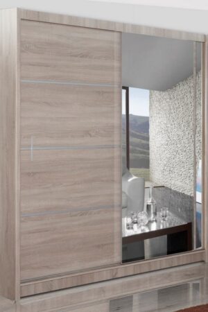 Šatní skříň SARON 150 s posuvnými dveřmi v dubu sonoma