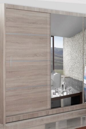 Šatní skříň SARON 180 v dubu sonoma se zrcadlem