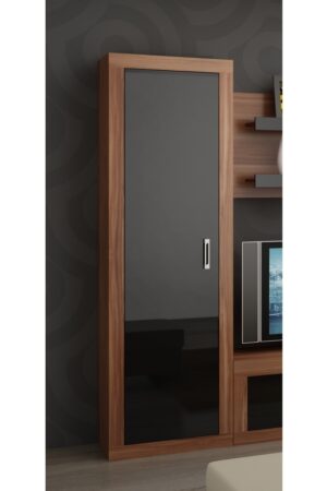 Šatní skříň GOUDINI v švestkovém dekoru a černém lesku