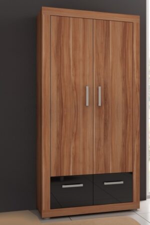 Šatní skříň MOLTENO 2D ve švestkovém dekoru s černým leskem