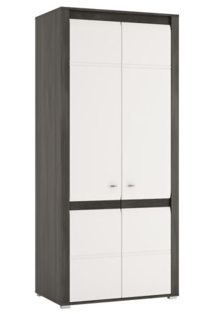 Dvoudveřová skříň SICERAR v norské borovici černé a bílém lesku