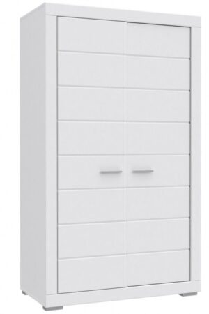 Bílá šatní skříň REMPART 2D s policí a šatní tyčí