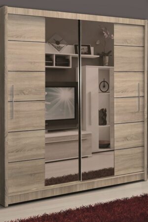 Skříň DONGOLA 2 v dubu sonoma s posuvnými dveřmi