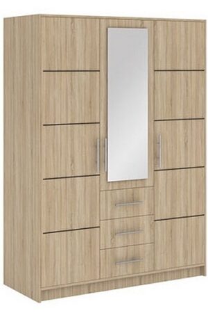 Šatní skříň CEROR s zrcadlem v dub sonoma