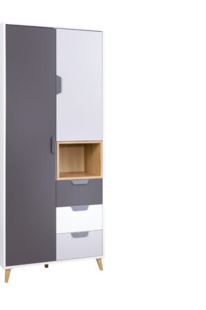 Šatní skříň Joker 2 v bílé a grafitové barvě