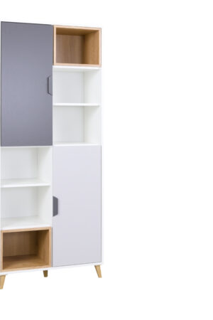 Policová skříň Joker 3 v bílé a šedé barvě