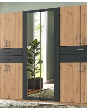 Šatní skříň Taiga v dub artisan a grafitové barvě