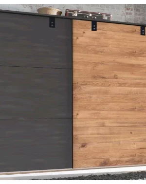 Šatní skříň Detroit, prkenný dub a antracitová ocel