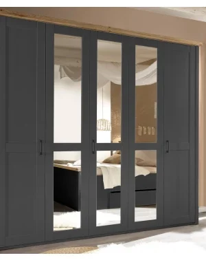 Šatní skříň Locarno, 5-dveřová, grafit/dub artisan